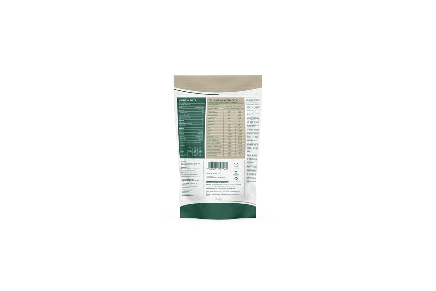 Certified Organic Spirulina Tablets with Brewer's Yeast - 200g Bag, Kosher, Gluten Free