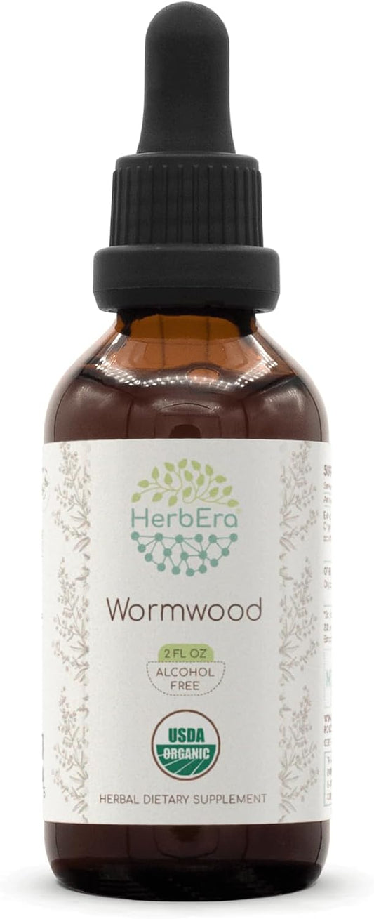 Certified Organic Wormwood Tincture | Alcohol-Free, High-Potency Herbal Drops | USDA Organic Wormwood Extract (2 oz) by HerbEra