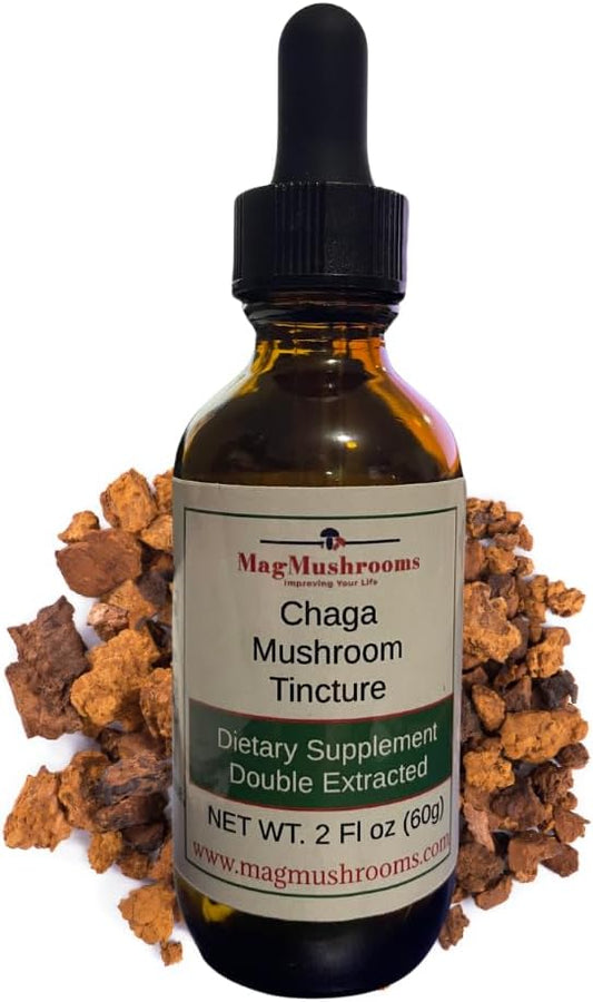 Chaga Mushroom Extract Liquid Tincture - Double Extracted for Maximum Potency - 2 Fl. oz.