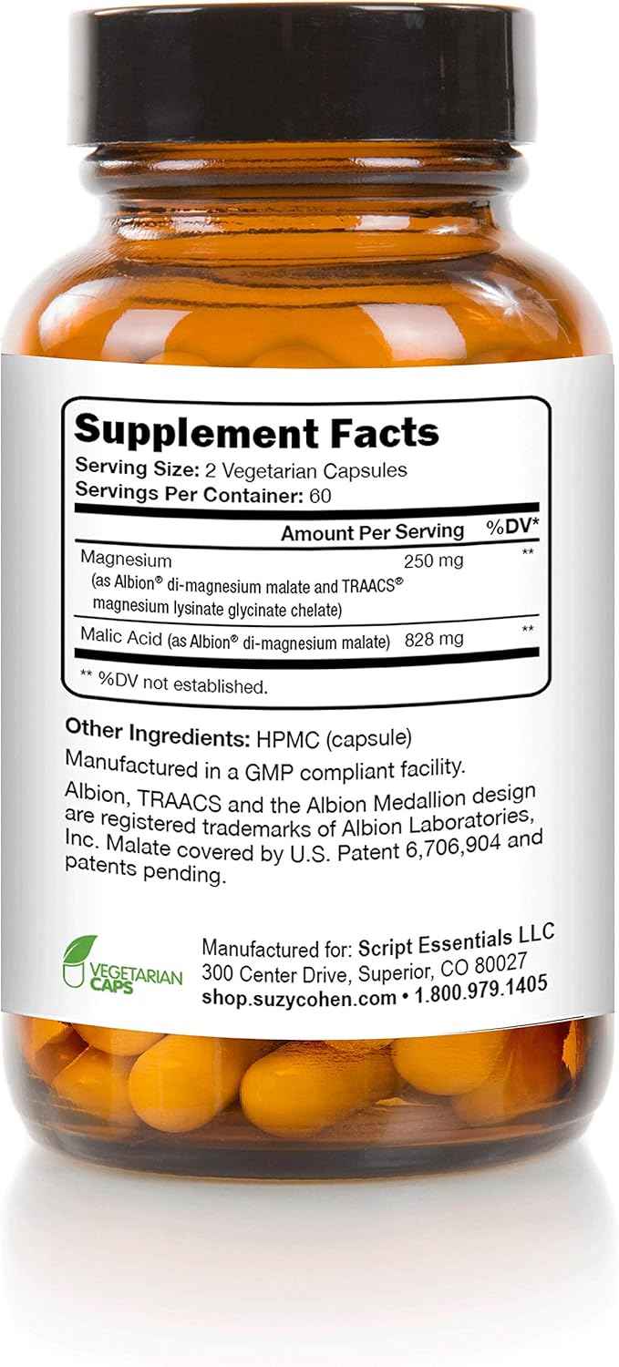 Chelated Magnesium Capsules - Supports Nerve and Muscle Function - 90 Capsules - by Suzy Cohen, RPh