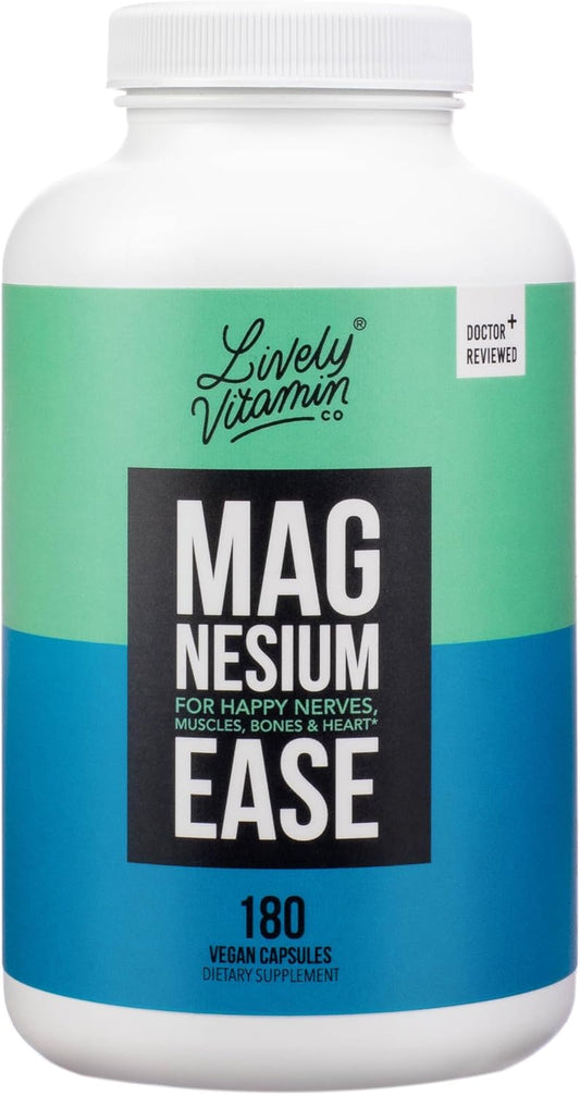 Chelated Magnesium Capsules for Stress Relief, Nerve Health, and Immune Support - 180 Vegan Capsules - Non-GMO