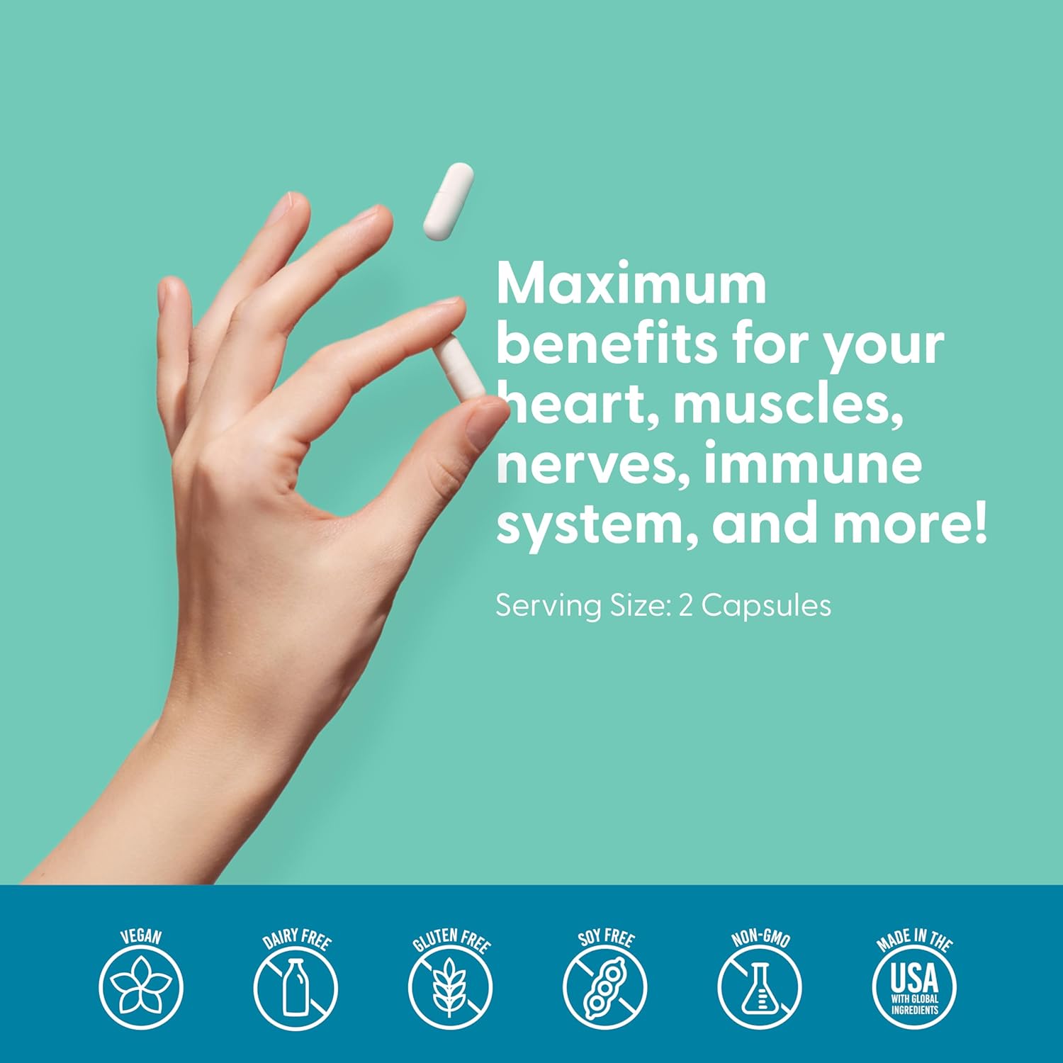 Chelated Magnesium Capsules for Stress Relief, Nerve Health, and Immune Support - 180 Vegan Capsules - Non-GMO