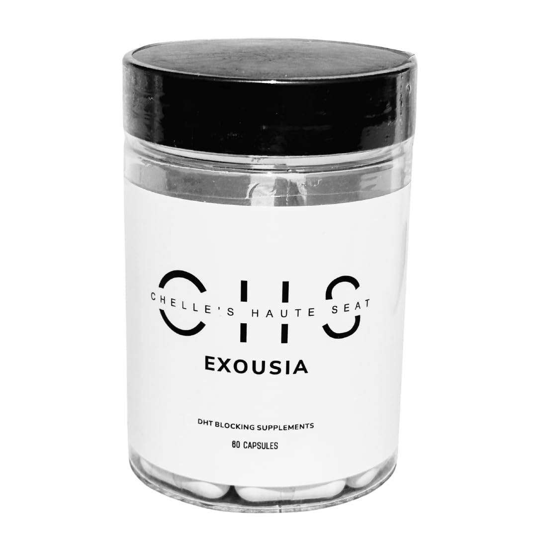 Chelle's Haute Seat DHT Blocker Hair Growth Supplements with Biotin, Zinc, Saw Palmetto for Thicker, Stronger Hair - Reduce Shedding & Thinning - 1 Month Supply