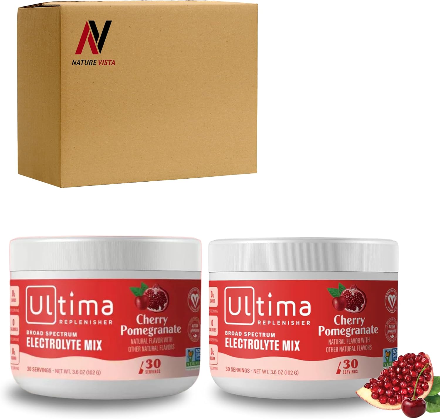 Cherry Pomegranate Electrolyte Drink Mix - 60 Servings, Daily Replenisher Powder Box - Nature Vista