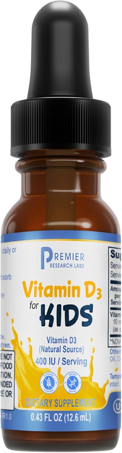 Children's Liquid Vitamin D3 Drops - 400 IU Per Serving - Supports Brain Development - 0.43 fl oz