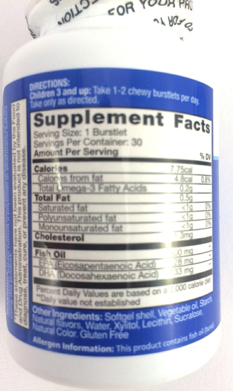 Children's Omega-3 Fish Oil Chewables with DHA, Berry Flavor, 60 Burstlets, Pack of 2
