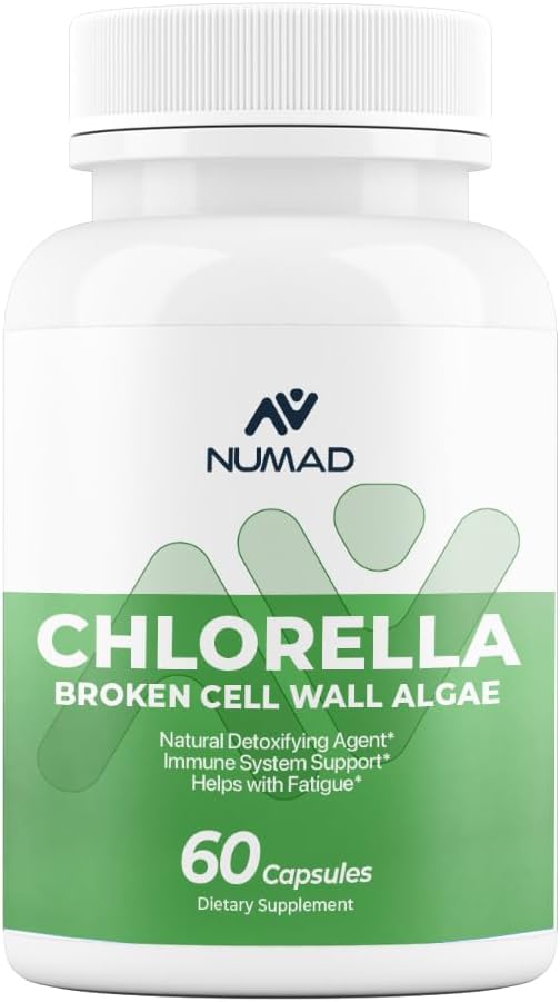 Chlorella Broken Cell Wall Capsules for Liver Cleanse & Detox - Superfood Supplement for Removing Free Radicals - 60 Capsules 500mg per Capsule