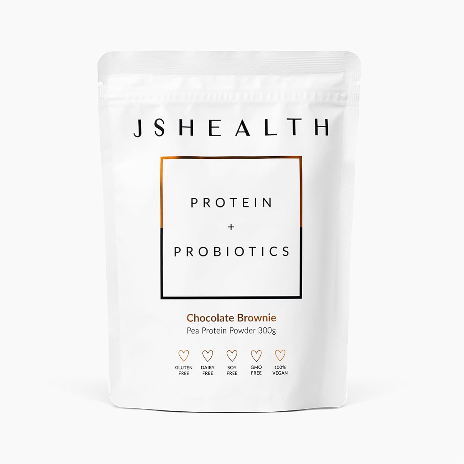Chocolate Brownie Flavored Vegan Pea Protein Powder with Probiotics - 300g, Plant Based, Gluten Free & Non GMO