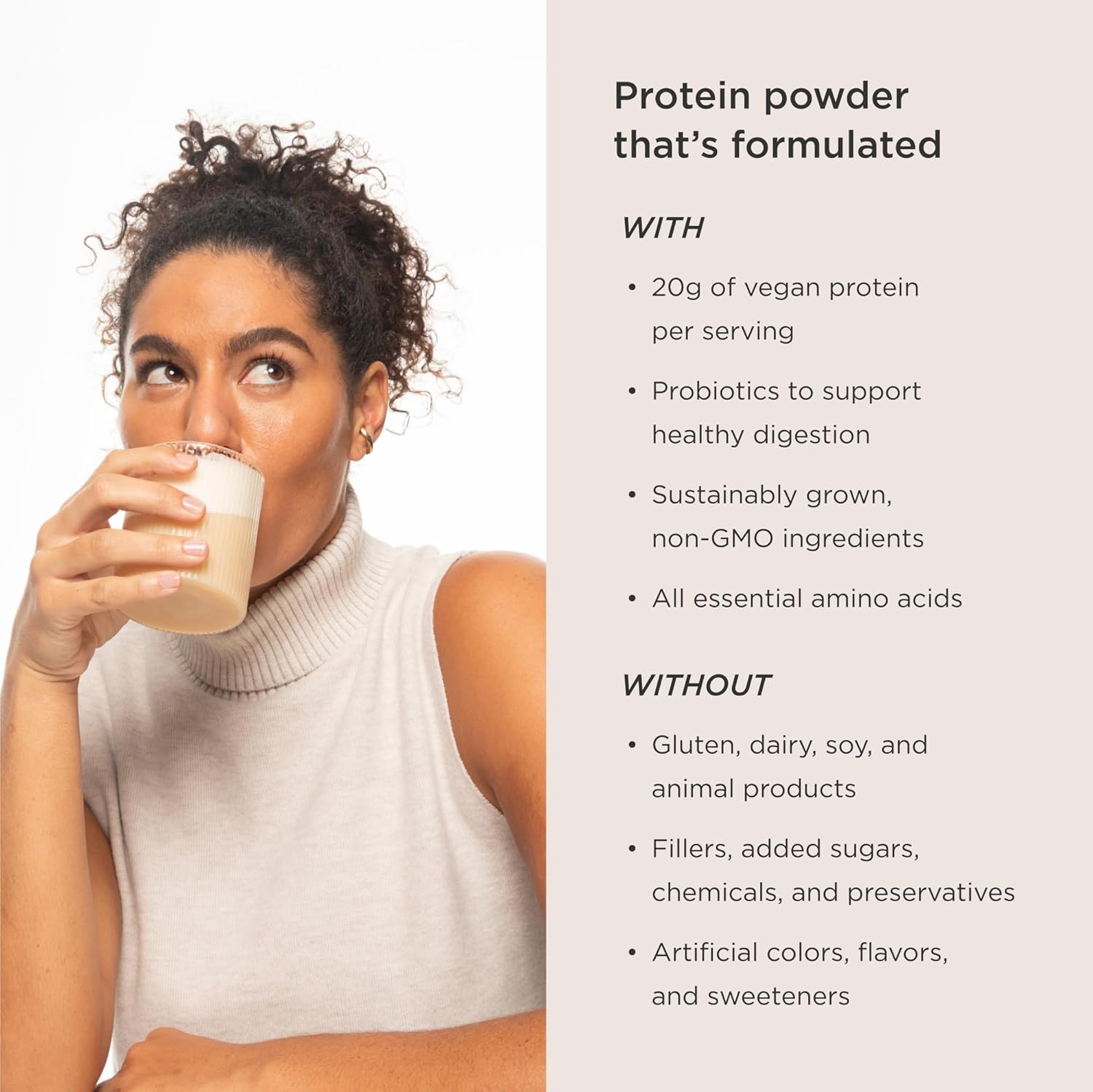 Chocolate Brownie Flavored Vegan Pea Protein Powder with Probiotics - 300g, Plant Based, Gluten Free & Non GMO