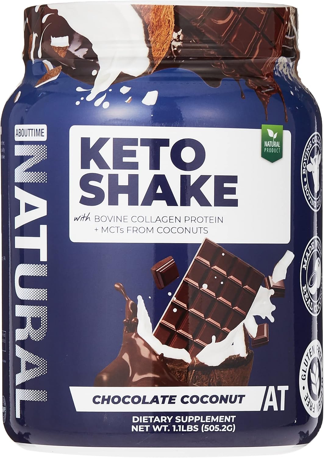 Chocolate Coconut Keto Shake with Bovine Collagen & MCTs - 19g Fat, 11g Protein, 5g Net Carbs - 1lb Jar