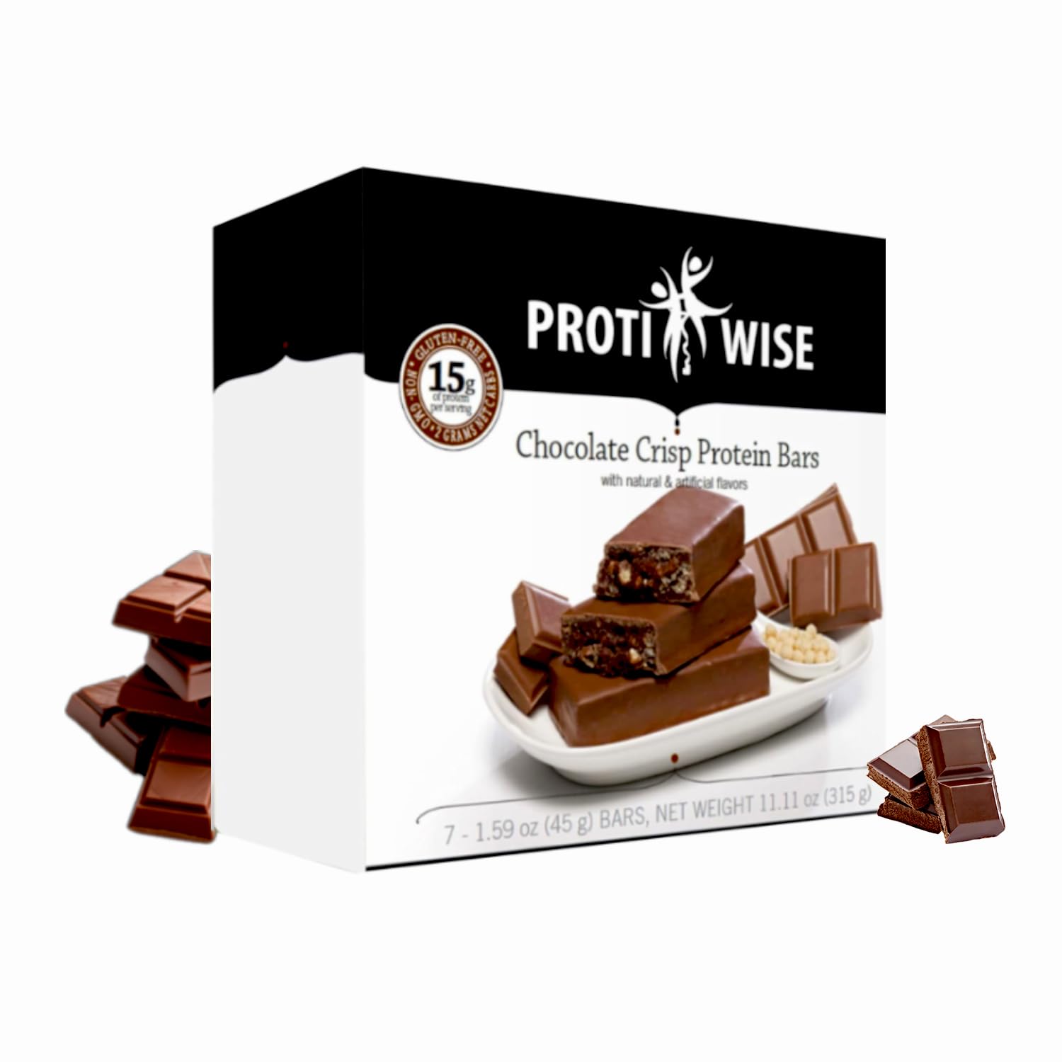 Chocolate Crisp Protiwise High Protein Bar - 15g Protein, Meal Replacement, Keto-Friendly - 5/box