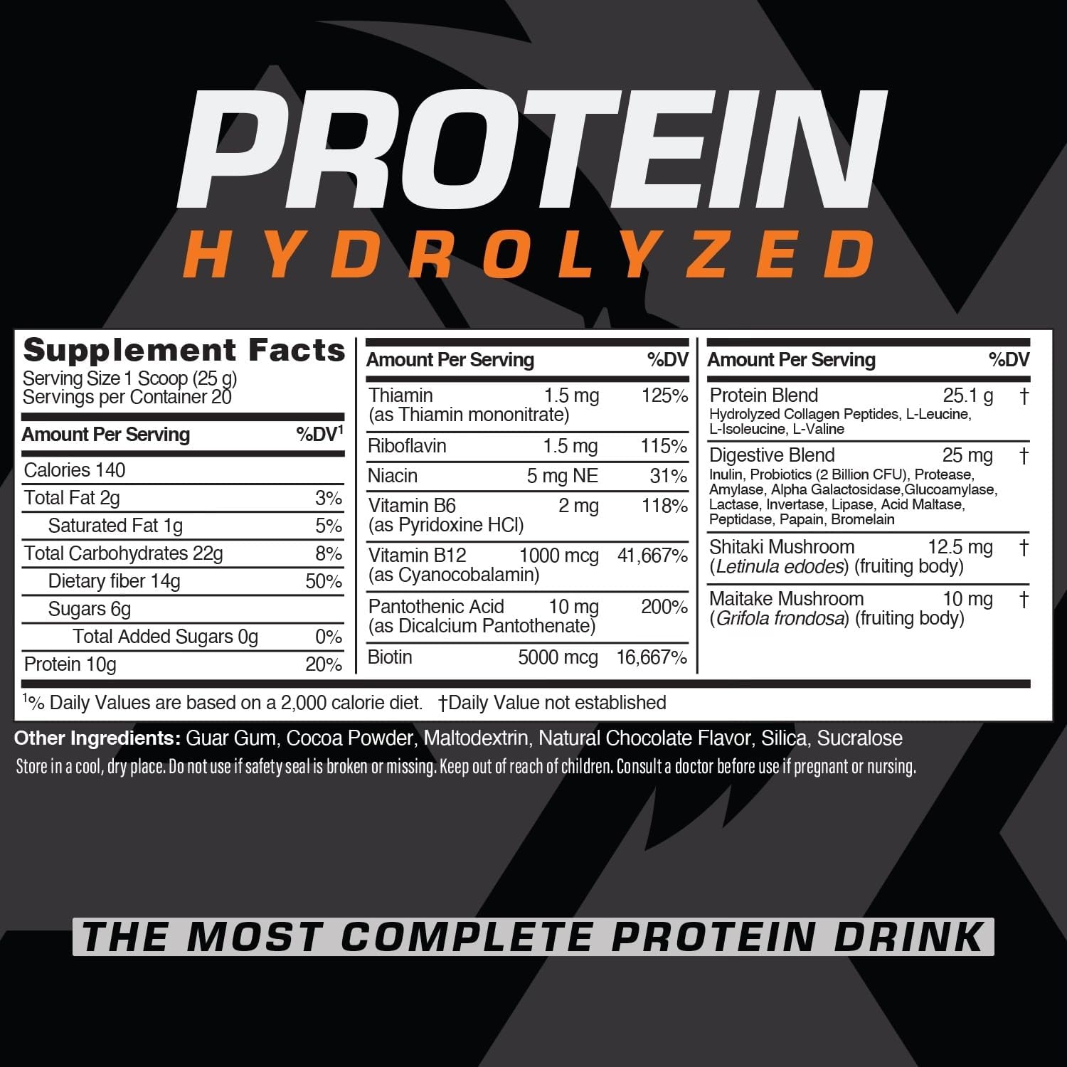 Chocolate Flavored Hydrolyzed Protein Powder 500g with Collagen & Vitamins | Supports Muscle Growth & Immune System Boost | AX Nutrition