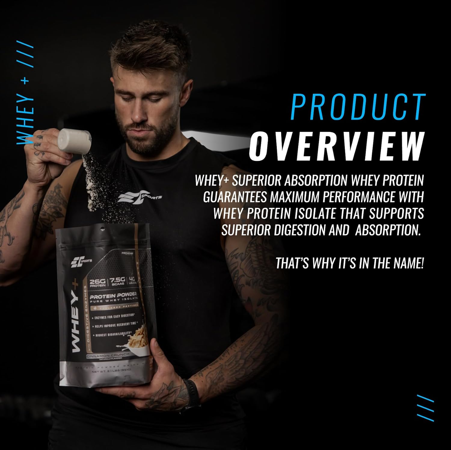 Chocolate Peanut Butter Whey+ Protein Powder with Digestive Enzymes and Collagen Peptides - Isolate Supplement for Swift Muscle Recovery - 30 Servings