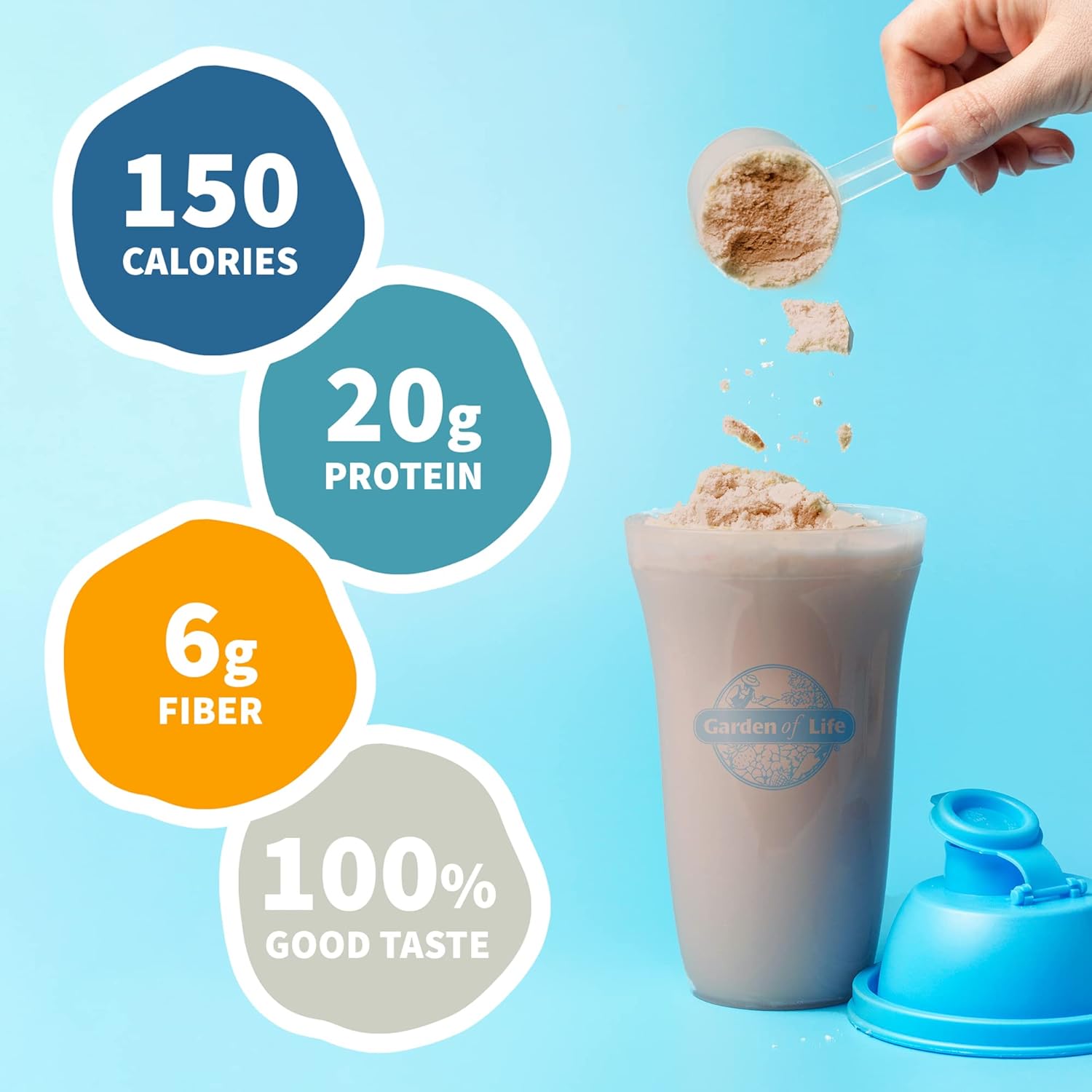 Chocolate Plant Based Vegan Protein Powder with Probiotics & Digestive Enzymes - Garden of Life Super Greens Meal Replacement Shake