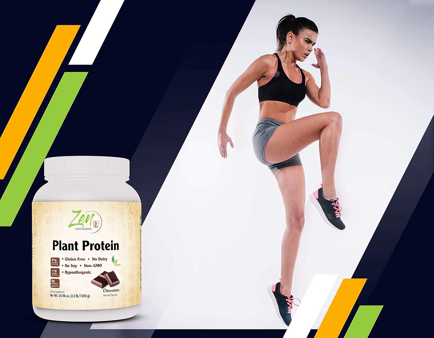 Chocolate Plant Protein Powder - 23g Protein Per Serving, Vegan, Low Net Carbs, Gluten Free - 2.2LB Vegan Protein Powder