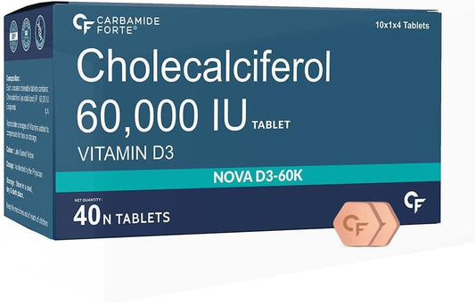 Cholecalciferol Vitamin D Supplement - Chewable Tablets for Women & Men - 60000 IU - 40 Count
