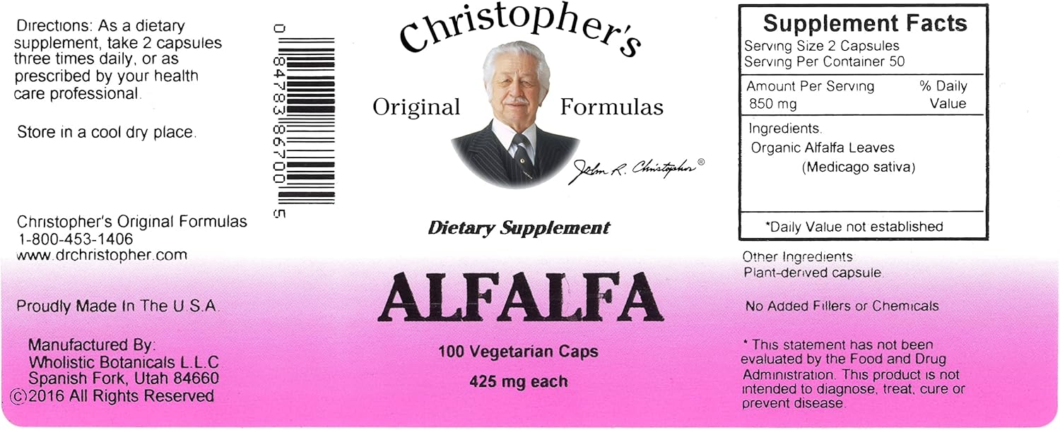 Christopher's Original Formulas Alfalfa Extract - 100 Vegetarian Capsules