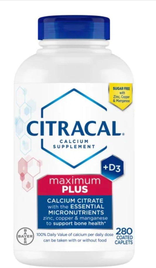 Citra-Cal+D3 Supplement with Zinc, Copper, Magnesium - Maximum Plus Formula, 280 Count