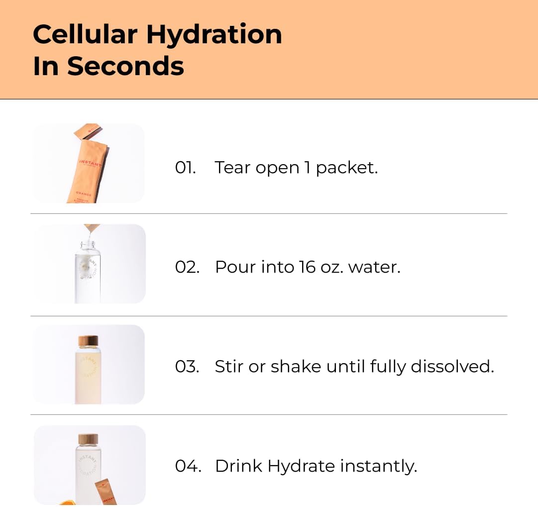 Citrus Orange Electrolyte Powder Packets - Zero Sugar - Keto, Vegan, Gluten-Free - 30 Sticks for Hydration & Recovery