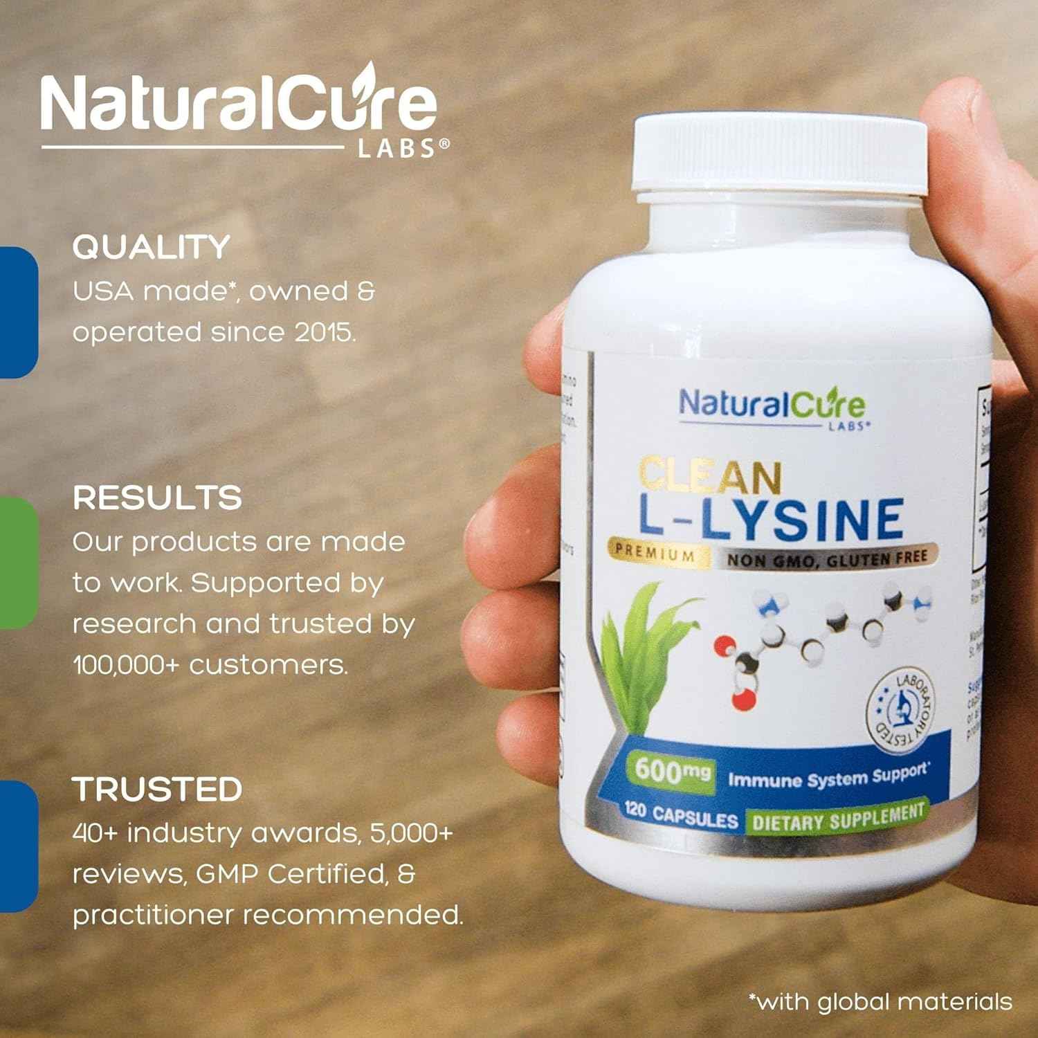 Clean L-Lysine 600mg, 120 Capsules | Vegan, Non-GMO, & Gluten Free