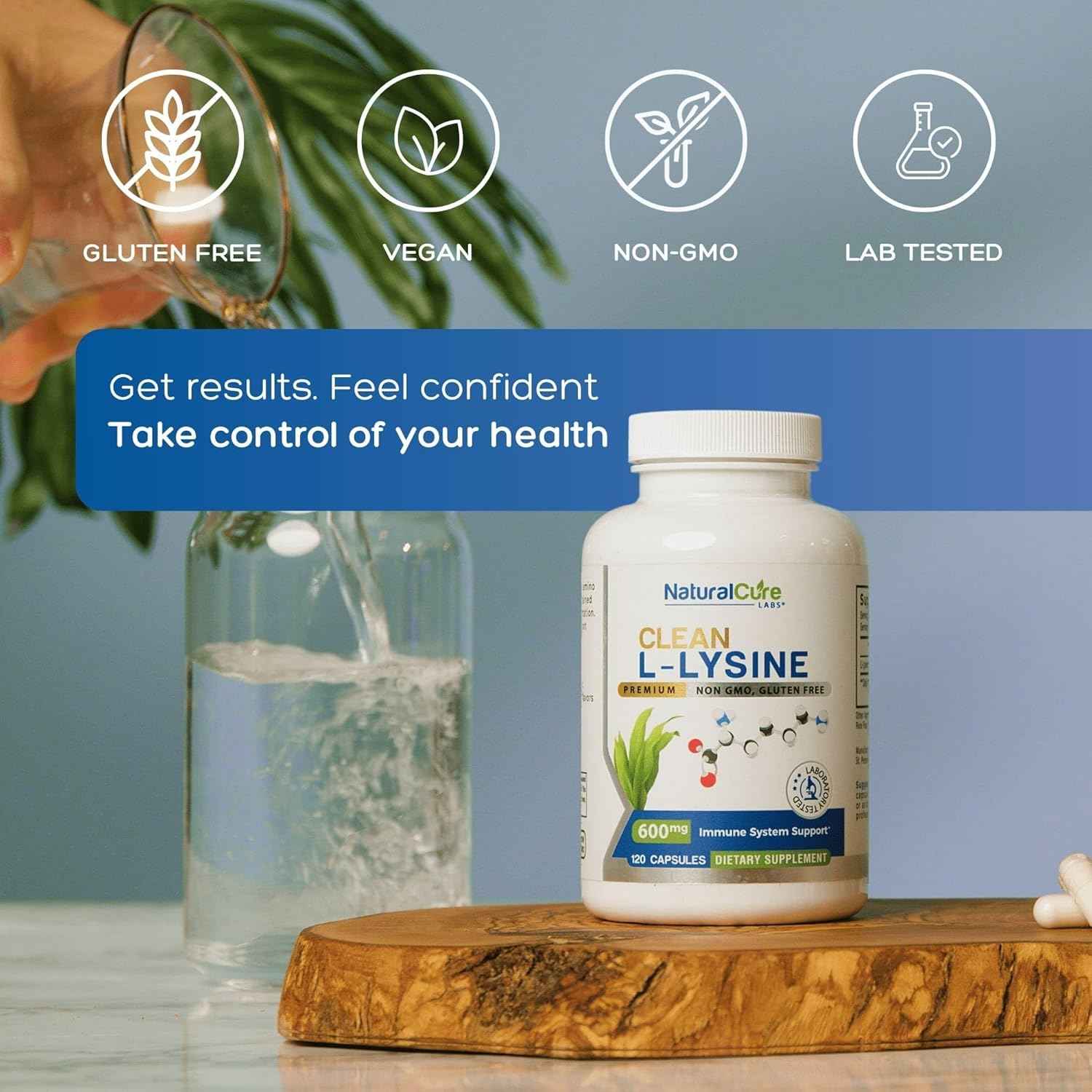Clean L-Lysine 600mg, 120 Capsules | Vegan, Non-GMO, & Gluten Free
