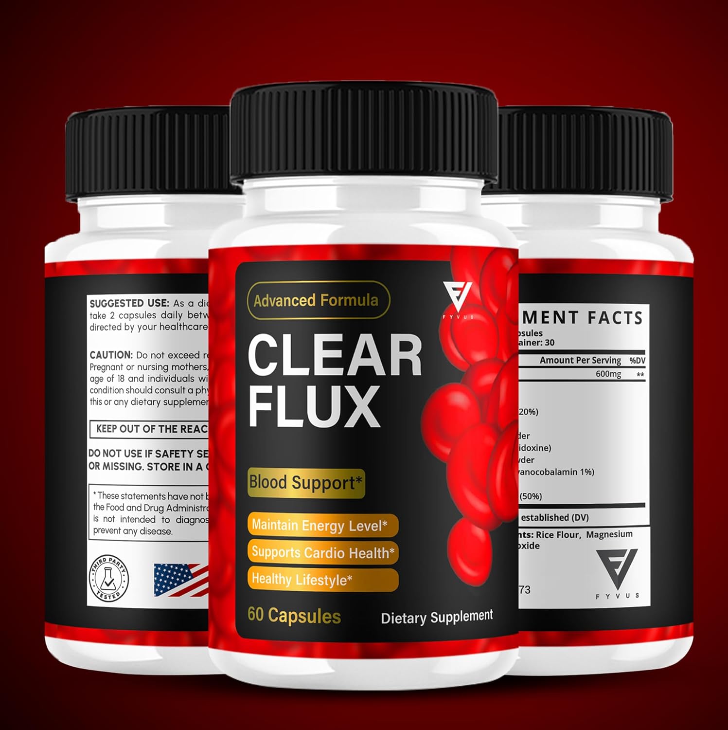 Clear Flux Maximum Strength Blood Support Supplement - 60 Capsules for Overall Health & Vitality