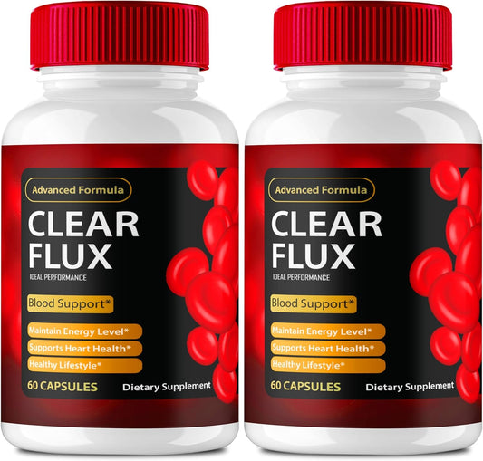 Clear Flux Supplement - Premium Formula for Healthy Circulation & Stable Levels, Boosts Performance - 2 Pack