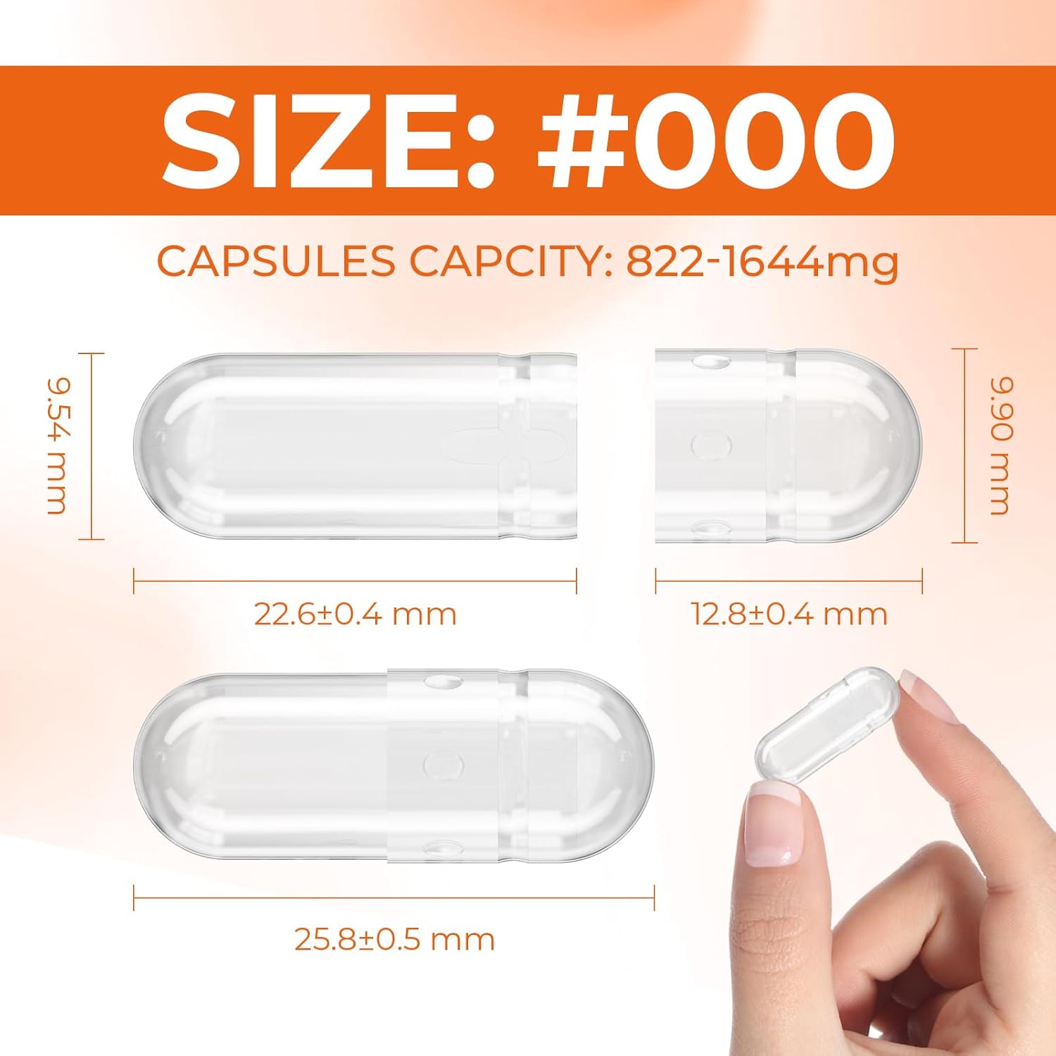 Clear Gelatin Empty Capsules Size 000 (1000 Count) with Miro Lab Spoons - DIY Bovine Capsule Filling - Kosher, Gluten Free, Non-GMO