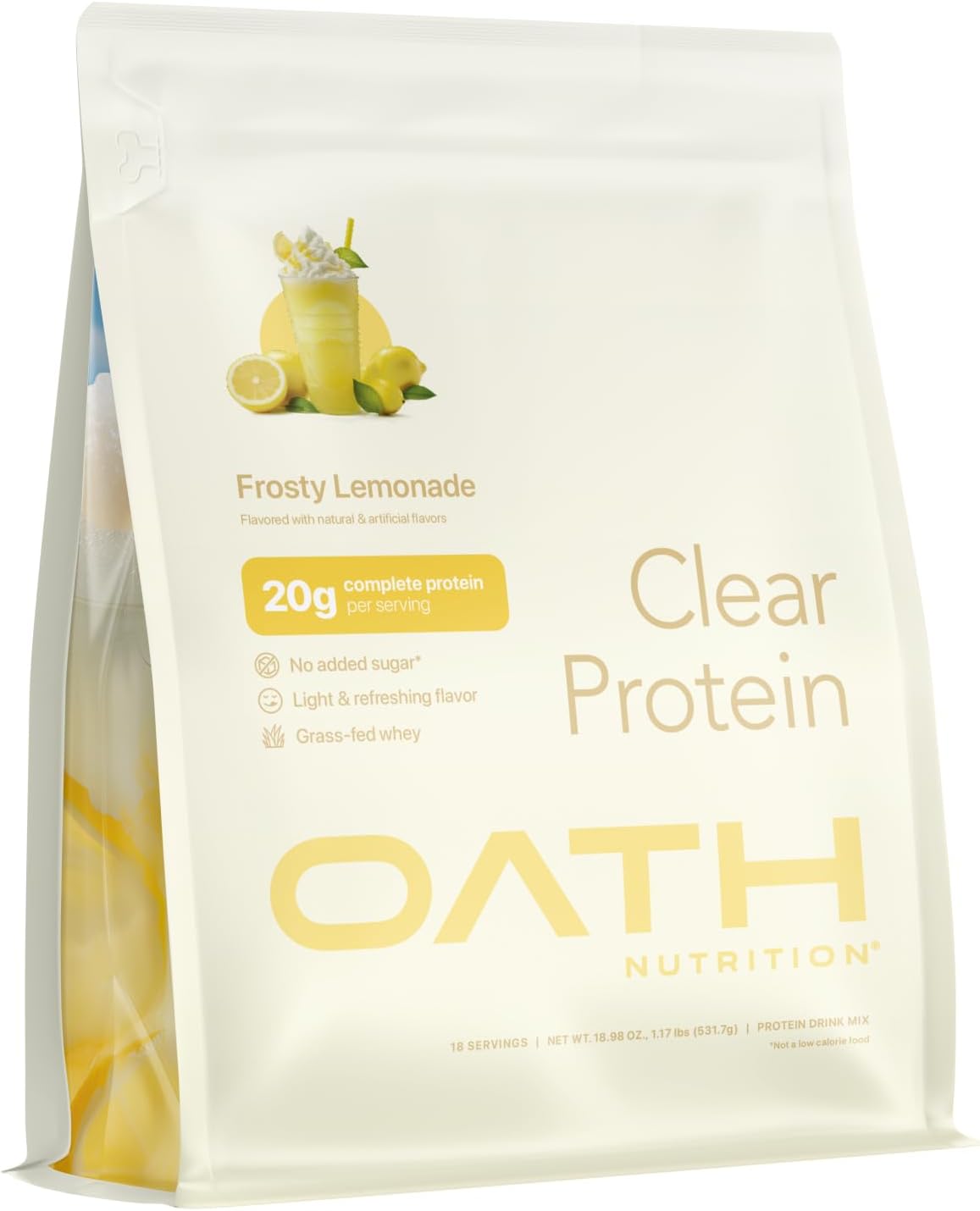 Clear Whey Protein Powder by Yaco OATH Nutrition - Frosty Lemonade Flavor - 18 Servings