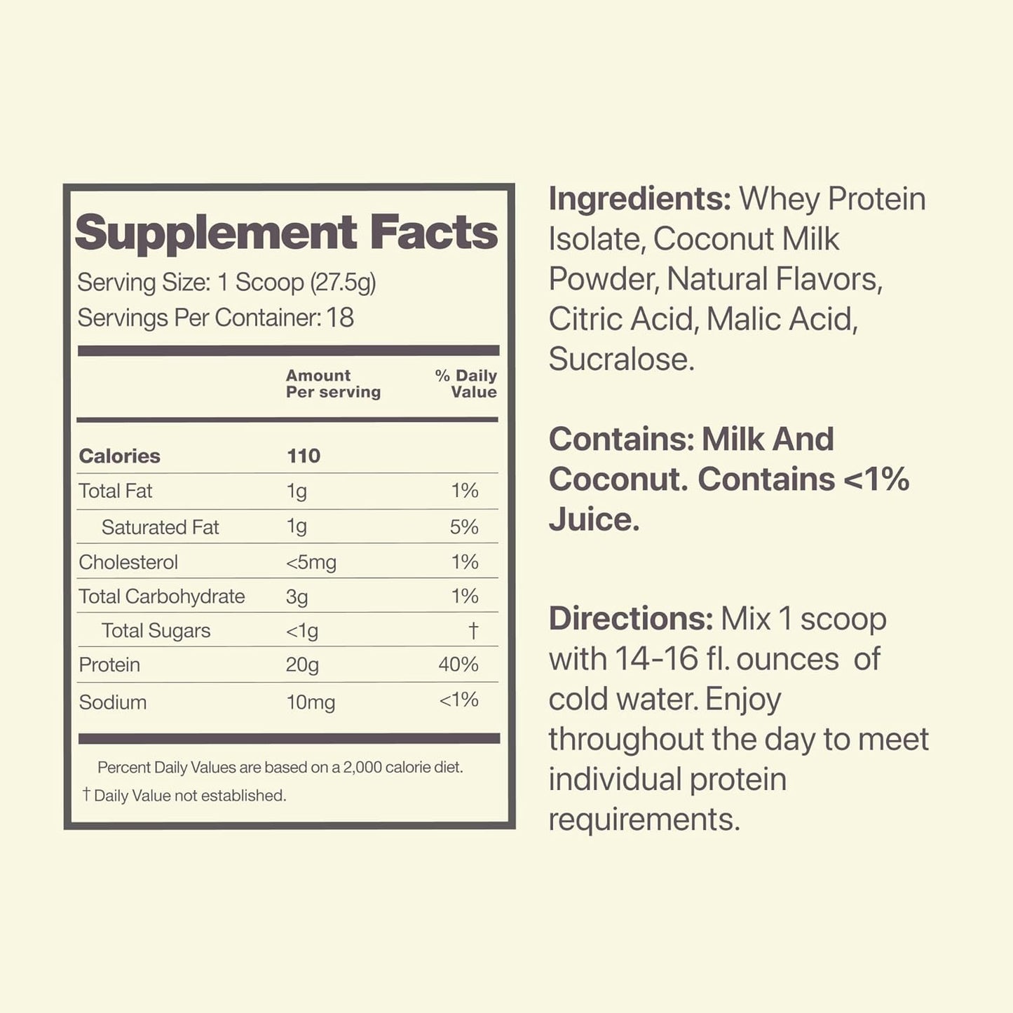 Clear Whey Protein Powder by Yaco OATH Nutrition - Frosty Lemonade Flavor - 18 Servings
