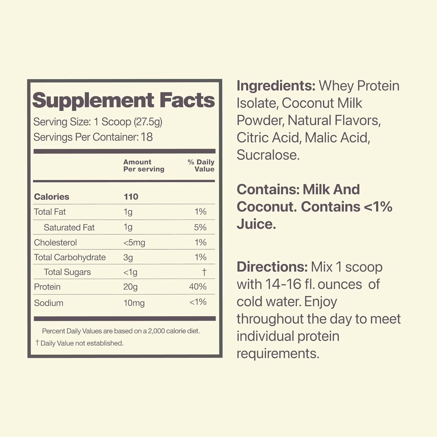 Clear Whey Protein Powder by Yaco OATH Nutrition - Frosty Lemonade Flavor - 18 Servings