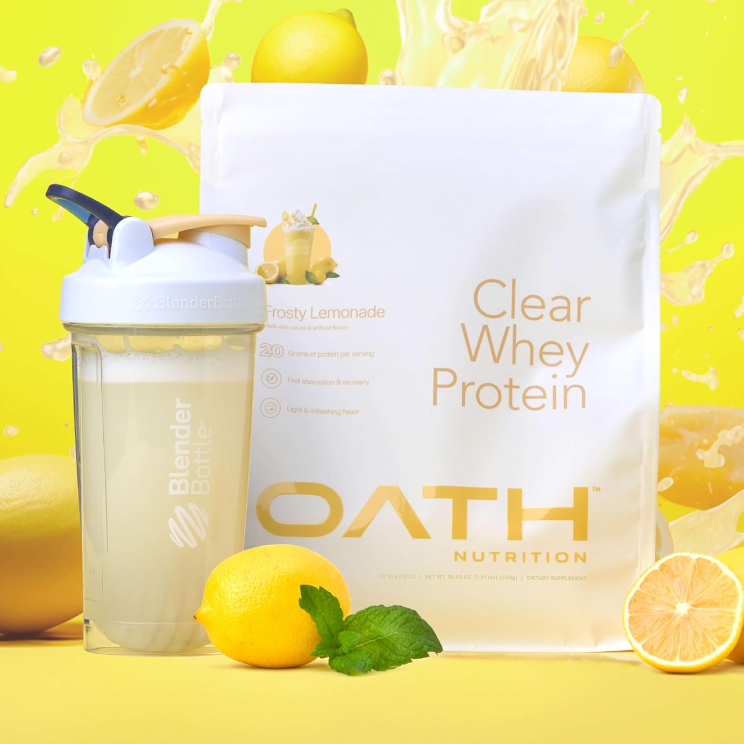 Clear Whey Protein Powder by Yaco OATH Nutrition - Frosty Lemonade Flavor - 18 Servings