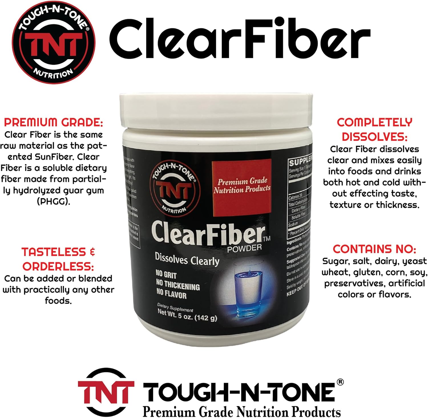 ClearFiber™ Powder - Tasteless Soluble Dietary Fiber with SunFiber® PHGG for Complete Dissolution