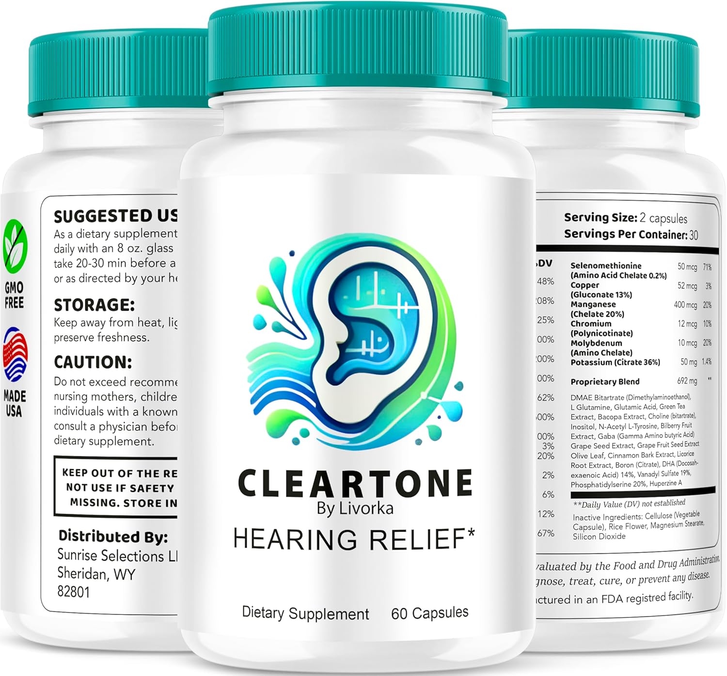 ClearTone Advanced Formula Capsules for Overall Ear Health - 60 Count, Cleartone Ear Pills with Positive Reviews