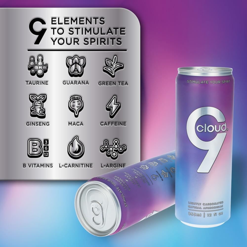 Cloud 9 Natural Aphrodisiac Nutritional Supplement for Sensory Enhancement in a 12 fl oz Aluminum Can