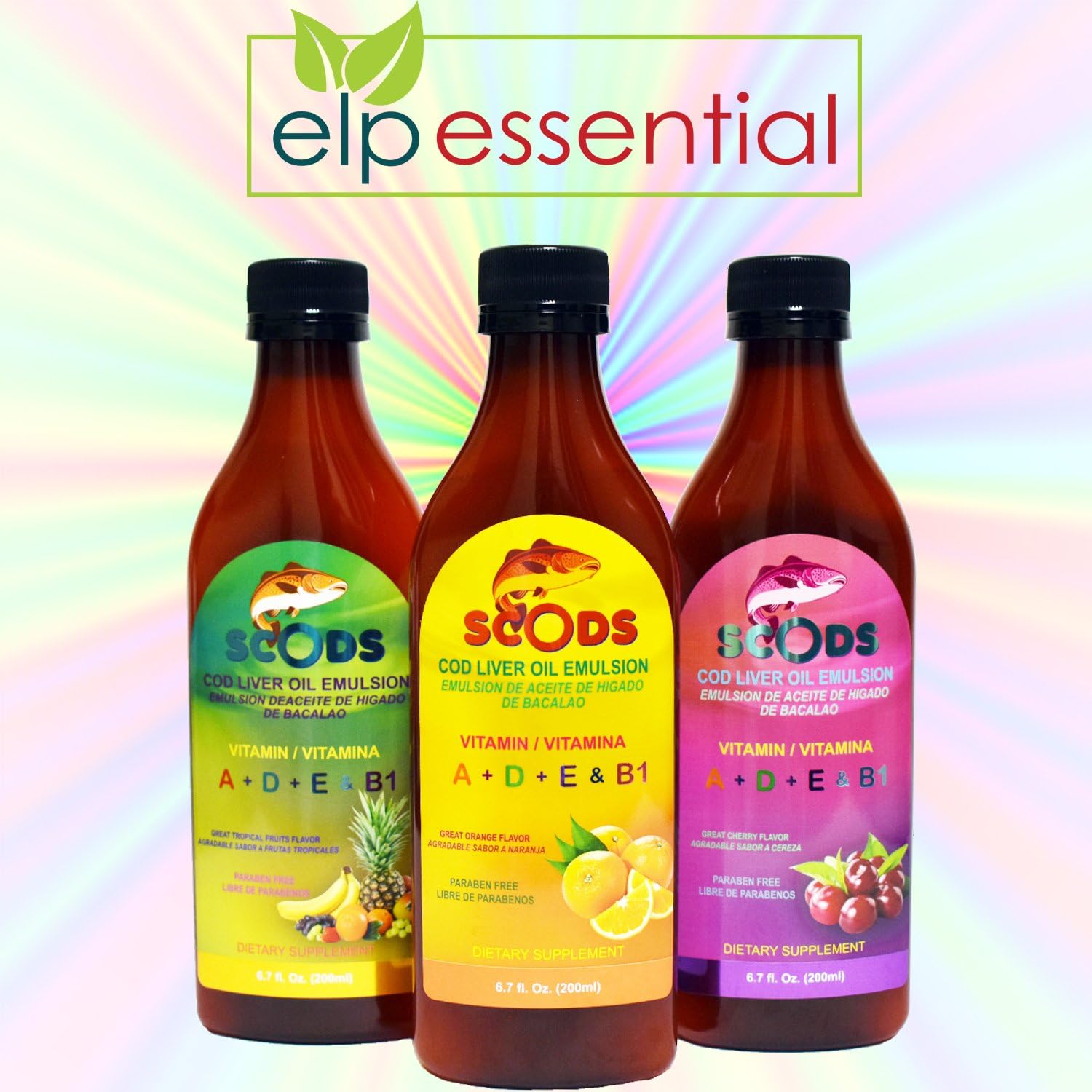 Cod Liver Oil Emulsion with Tropical Fruits - 200ml, Vitamin A, D, E, & B1