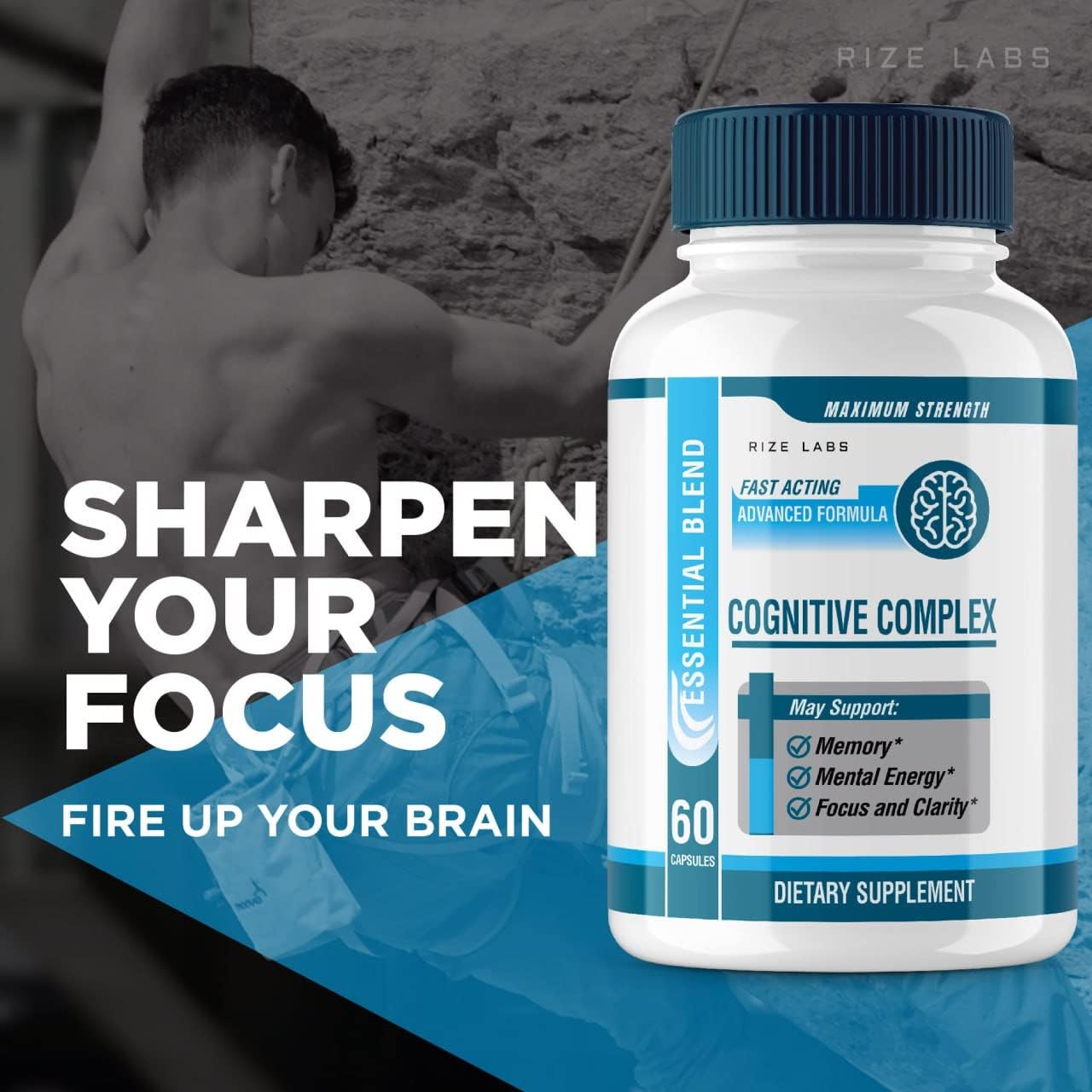 Cognitive Support Pills - Maximum Strength Brain Focus Supplement for Mental Energy and Memory - Fast Acting Formula for Adults (60 Capsules)