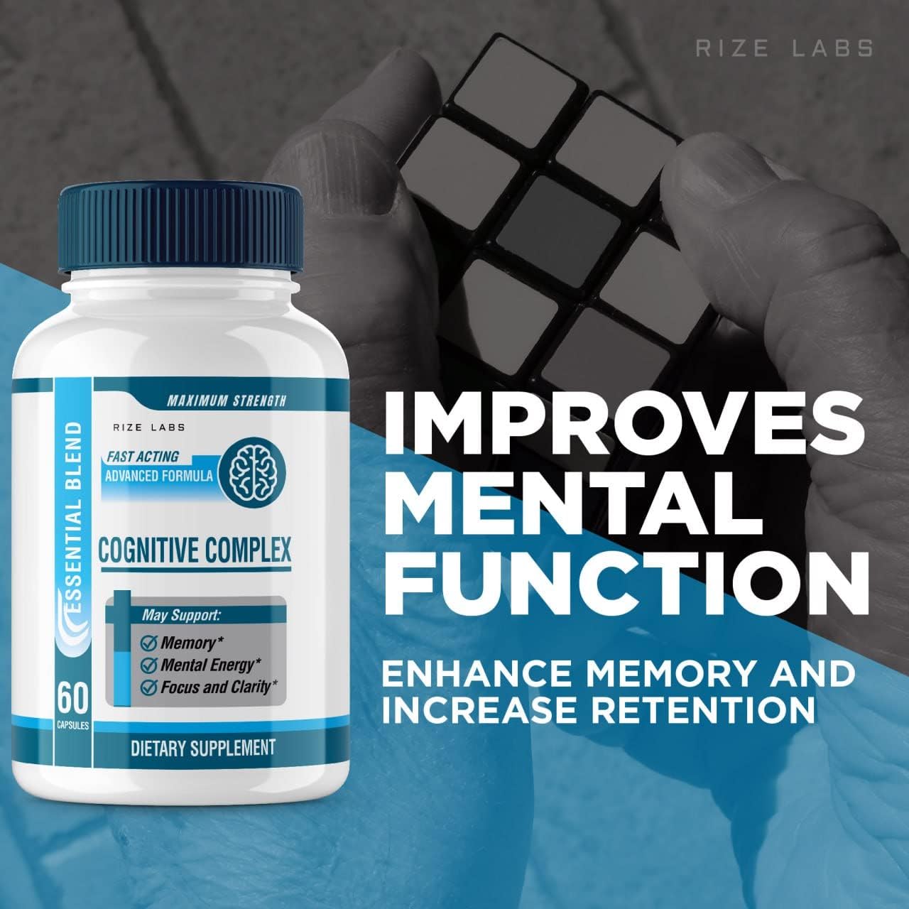 Cognitive Support Pills - Maximum Strength Brain Focus Supplement for Mental Energy and Memory - Fast Acting Formula for Adults (60 Capsules)