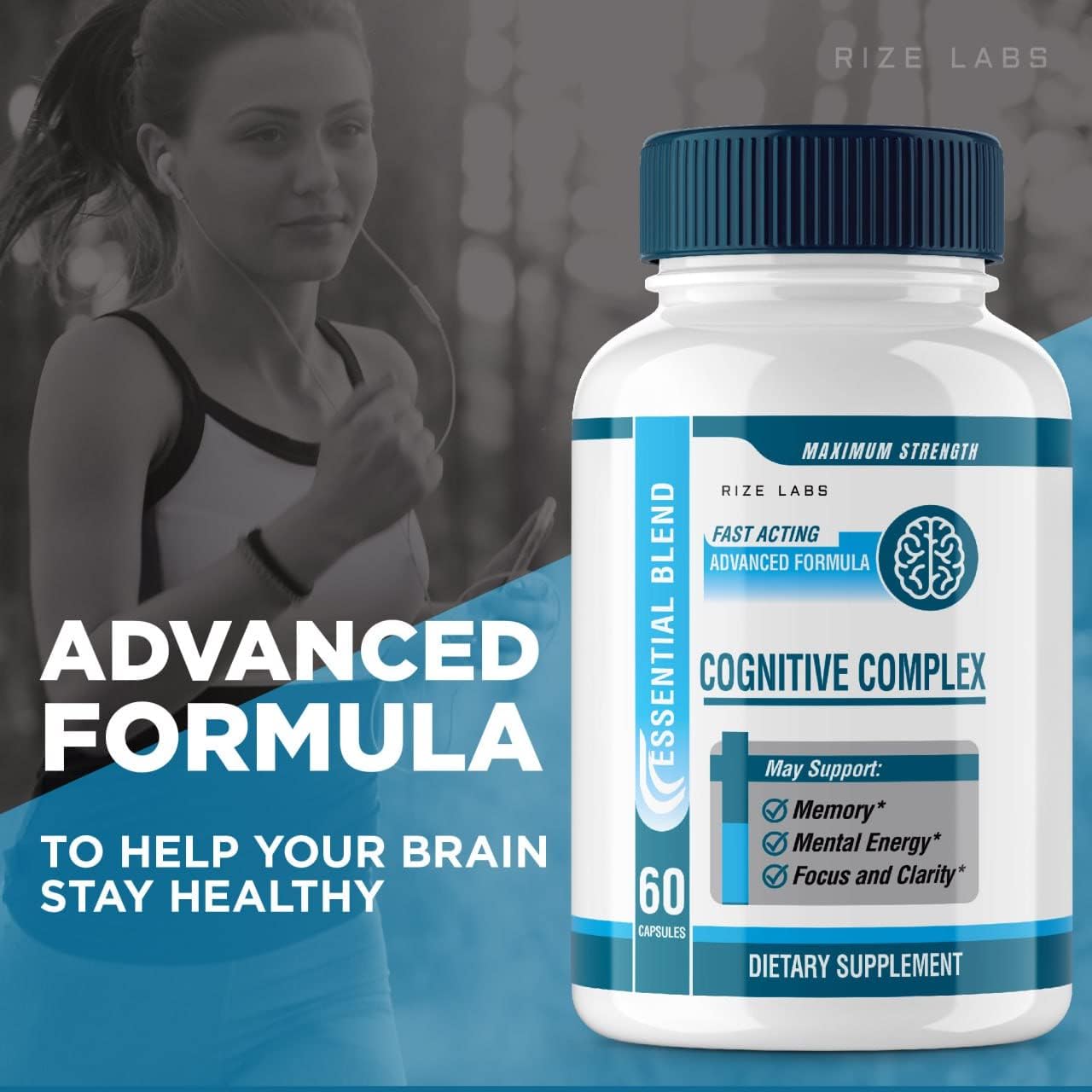 Cognitive Support Pills - Maximum Strength Brain Focus Supplement for Mental Energy and Memory - Fast Acting Formula for Adults (60 Capsules)
