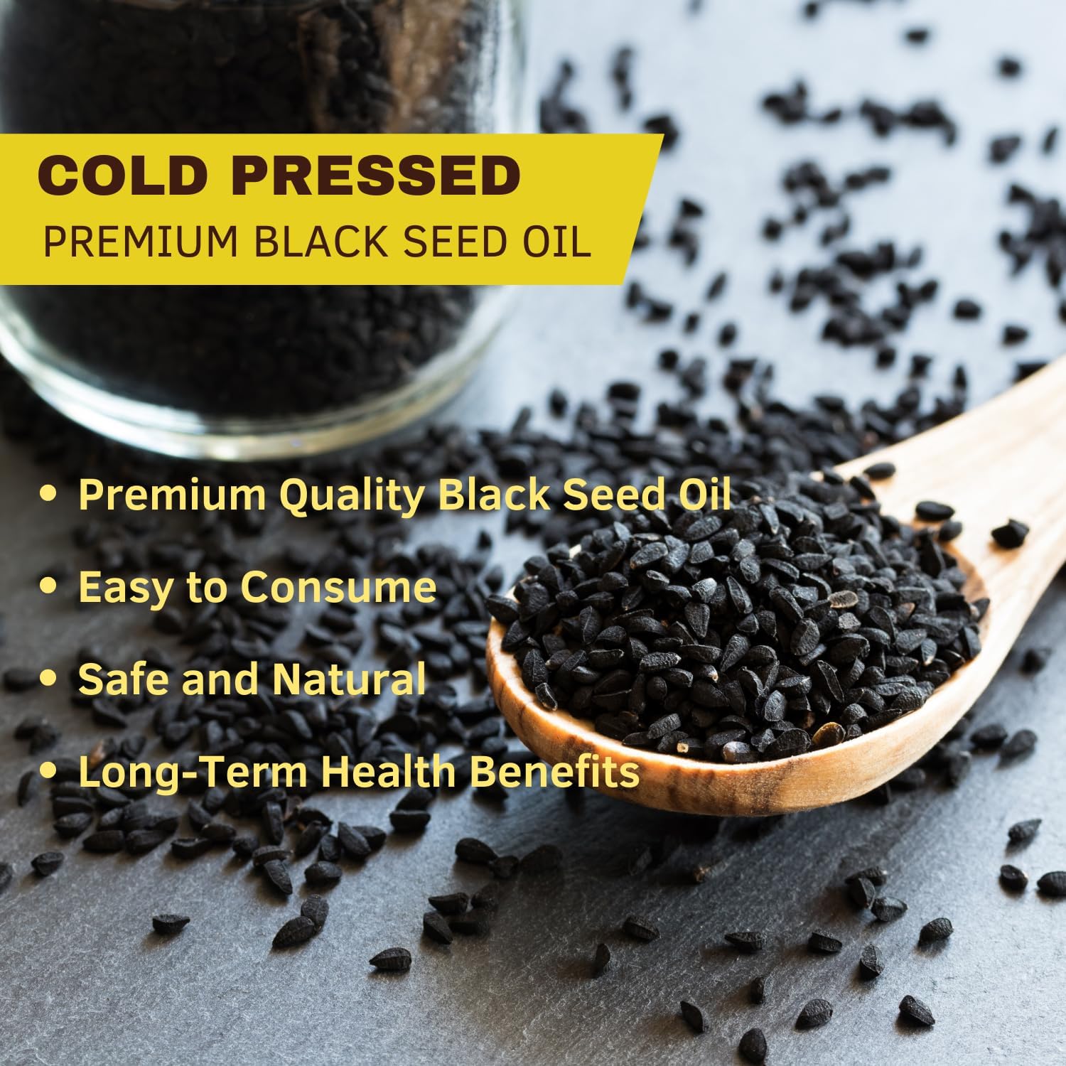 Cold Pressed Black Seed Oil Liquid - 100% Virgin for Hair Growth & Skin, Rich in Omega 3 6 9, Antioxidants, Joint & Digestive Support - Nigella Sativa Extract (Black Seed)
