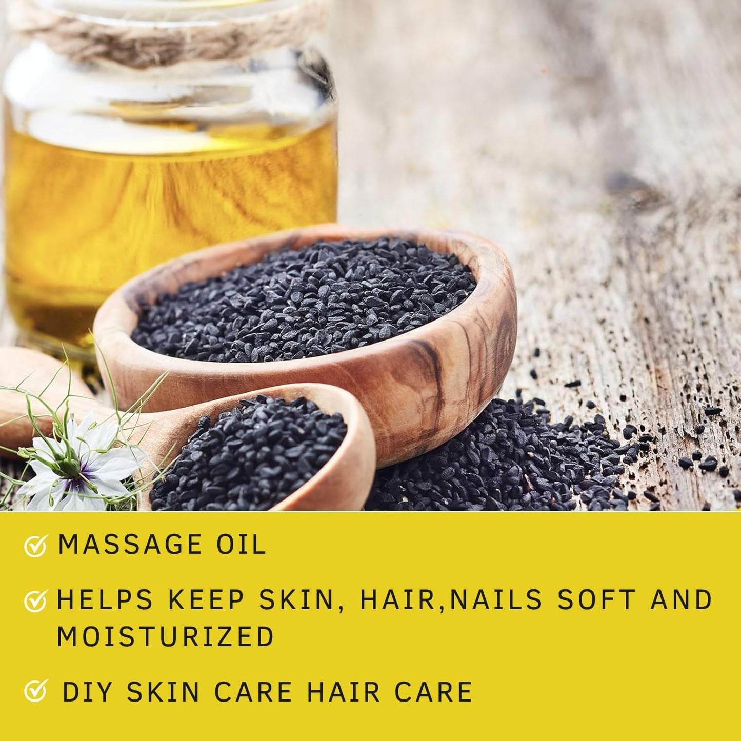 Cold Pressed Black Seed Oil Liquid - 100% Virgin for Hair Growth & Skin, Rich in Omega 3 6 9, Antioxidants, Joint & Digestive Support - Nigella Sativa Extract (Black Seed)