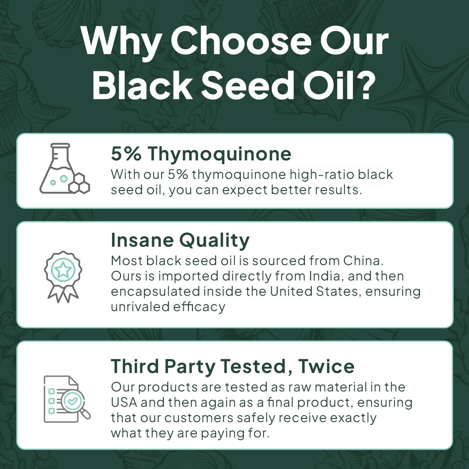 Cold Pressed Organic Black Seed Oil with 5% Thymoquinone for Immune Support and Cellular Health - Pure Nigella Sativa Oil for Memory and Vitality