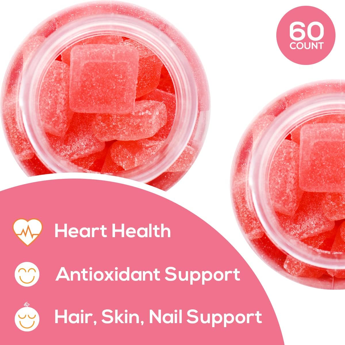 Collagen Biotin Gummies for Hair, Skin, and Nails Growth - Vegan Anti Aging Vitamins with Strawberry Flavor - 120 Count
