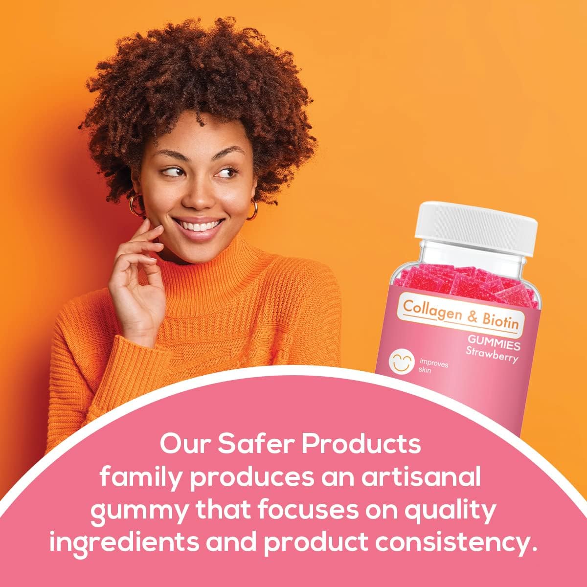 Collagen Biotin Gummies for Hair, Skin, and Nails Growth - Vegan Anti Aging Vitamins with Strawberry Flavor - 120 Count
