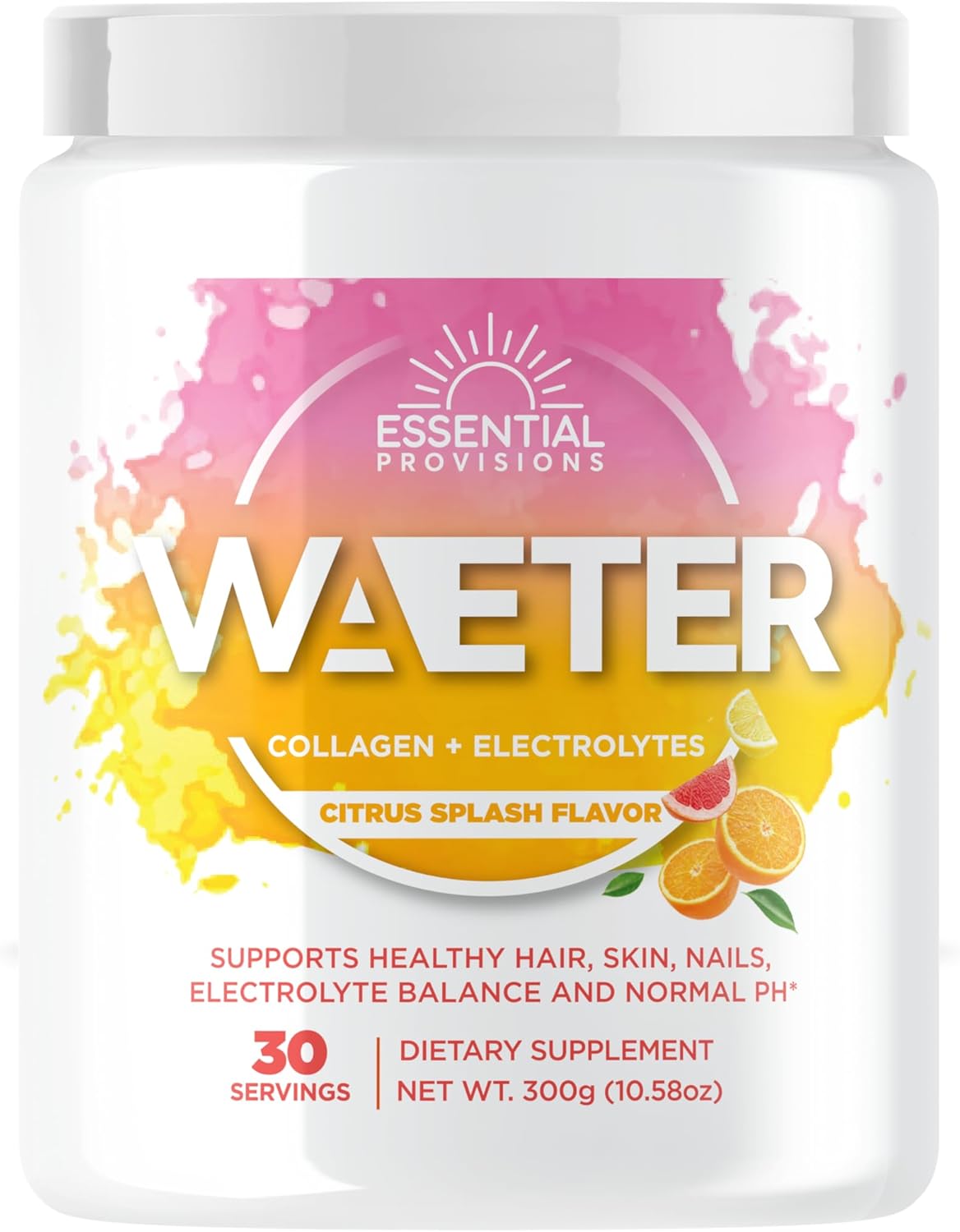 Collagen & Electrolyte Hydration Powder - Sugar-Free, Non-GMO, Gluten-Free, Paleo - Citrus Splash - 30 Servings