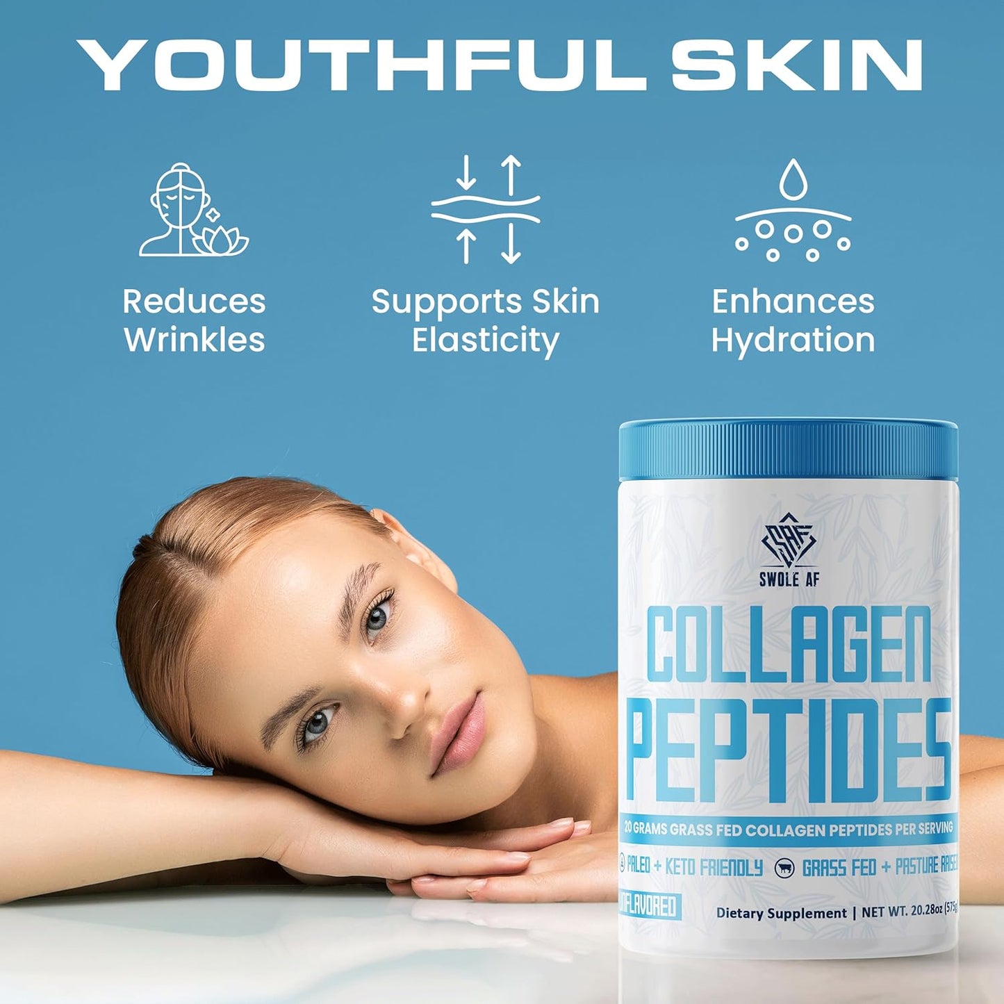 Collagen Peptides Powder for Radiance, Joint & Gut Health - Paleo & Keto Friendly Unflavored Supplement