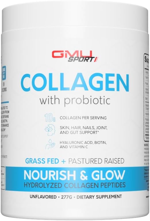 Collagen Powder with Probiotics for Skin & Joint Health - Hydrolyzed Peptides with Hyaluronic Acid - Grass Fed & Unflavored