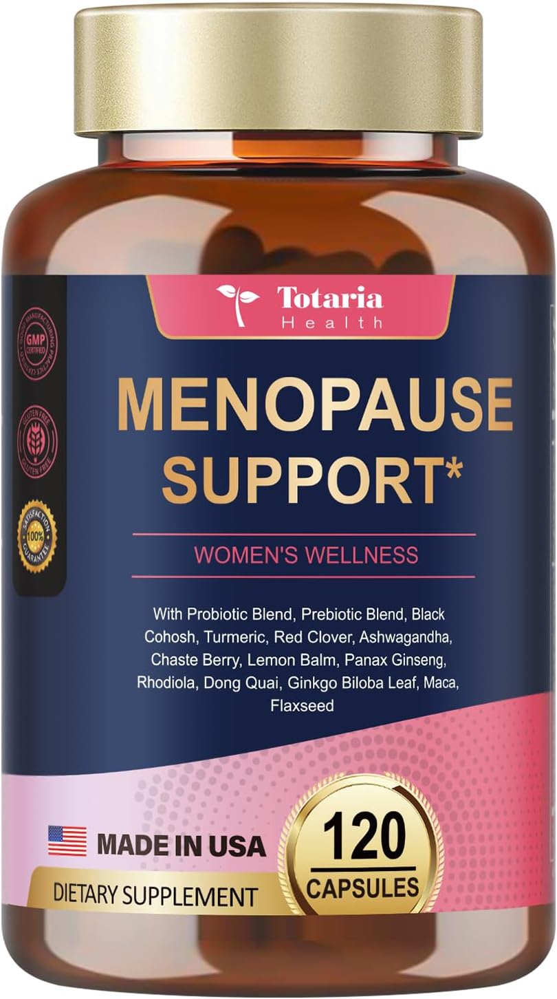 Complete Menopause Support Supplements for Women - Black Cohosh, Ashwangandha, Probiotics - Natural Ingredients, 10 Billion CFU