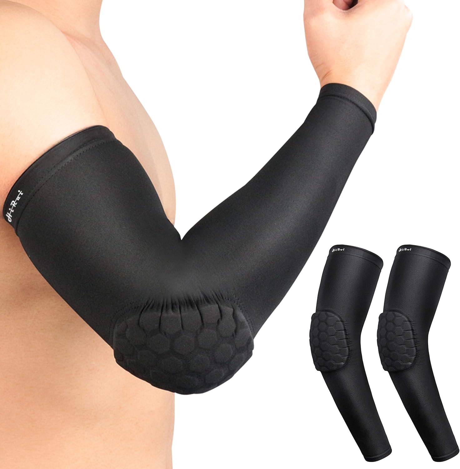 Compression Arm Sleeves for Basketball - HiRui Elbow Pads for Teens, Men, & Women