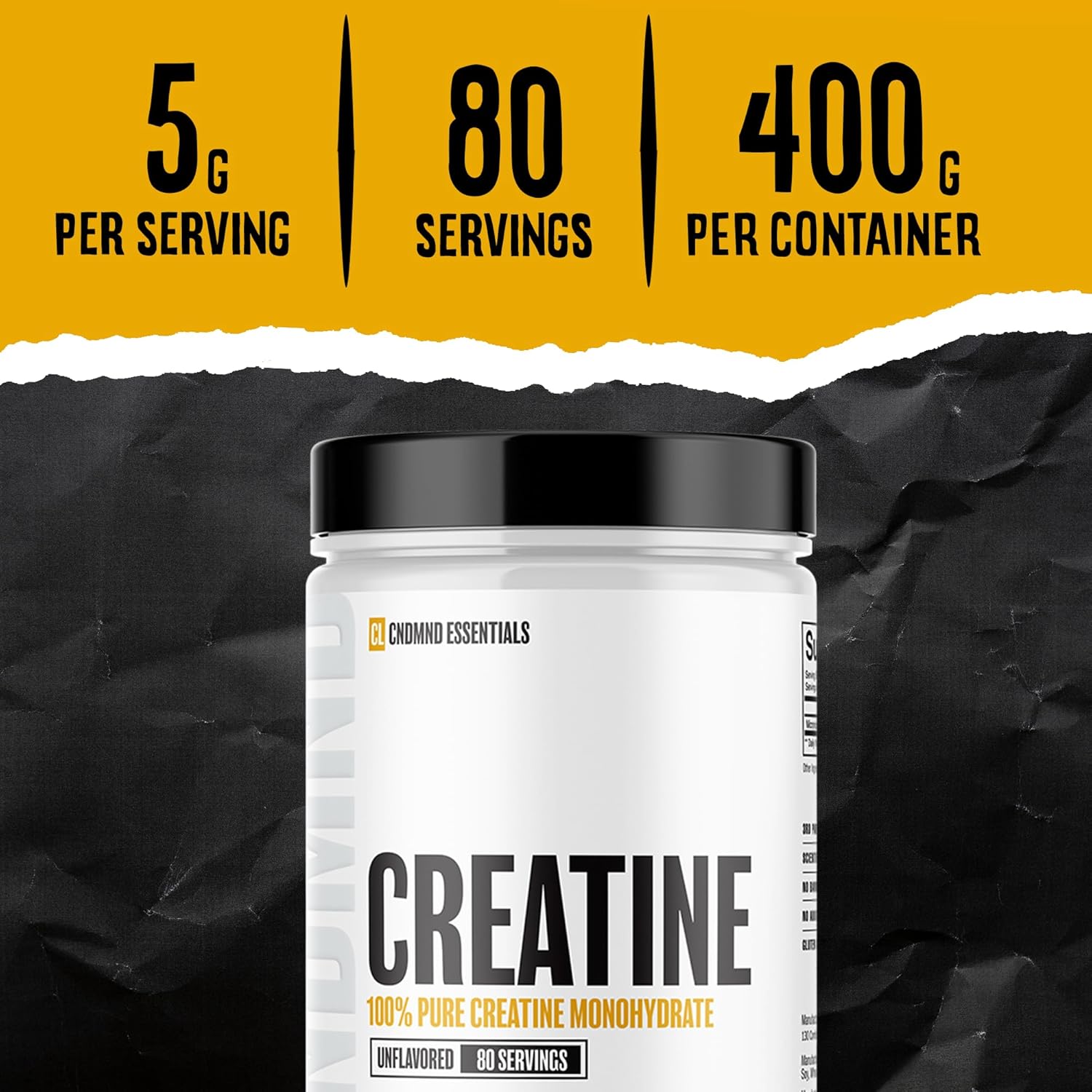Condemned Labz Micronized Creatine Monohydrate - Pure, Fast-Absorbing Formula for Strength, Endurance, Recovery - 80 Servings, Keto-Friendly - Unflavored